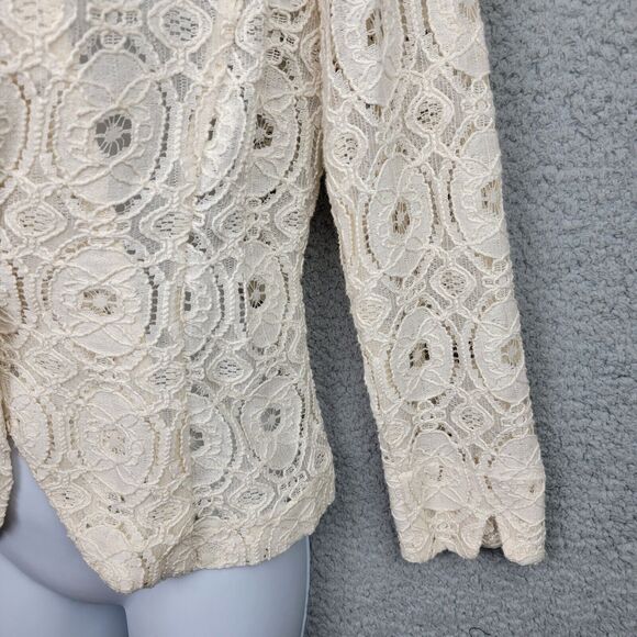 For Cynthia Blazer Jacket Small Cream Lace Gold Button Coquette - Picture 8 of 13